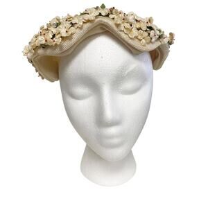 Vintage Eva Mae Floral Detail 50s 60s Mini Fascinator Hat